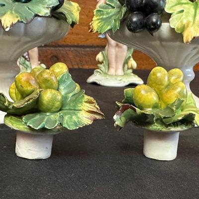 Vintage Porcelain FASOLD & STAUCH Cherubs and a Pair of Italian Grape Candle Holders