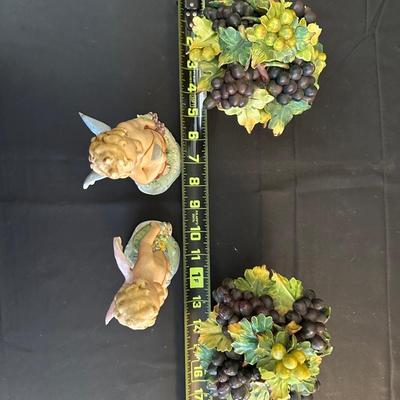 Vintage Porcelain FASOLD & STAUCH Cherubs and a Pair of Italian Grape Candle Holders