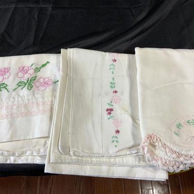 Lot of 8 Vintage Pillow Cases including some with embroidery.