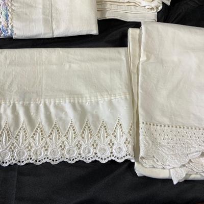 Lot of 8 Vintage Pillow Cases including some with embroidery.