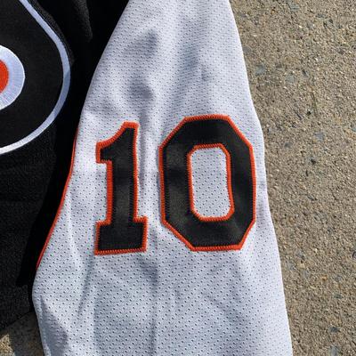 LOT 260 B: NHL Philadelphia Flyers John Leclair #10 CCM Jersey Size Junior Small / Medium & Starter Button Up T-Shirt Size Large