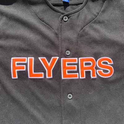 LOT 260 B: NHL Philadelphia Flyers John Leclair #10 CCM Jersey Size Junior Small / Medium & Starter Button Up T-Shirt Size Large