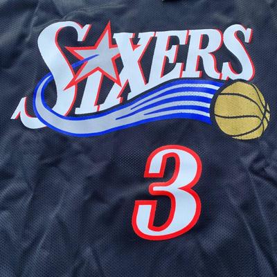 LOT 261 B: NWT Sixers Allen Iverson #3 Champion Basketball Jersey Size Medium & Baseball Hat