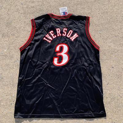 LOT 261 B: NWT Sixers Allen Iverson #3 Champion Basketball Jersey Size Medium & Baseball Hat