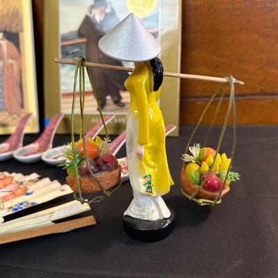 Lot of Beautiful Oriental Items including Porcelain Soup Spoons from Japan