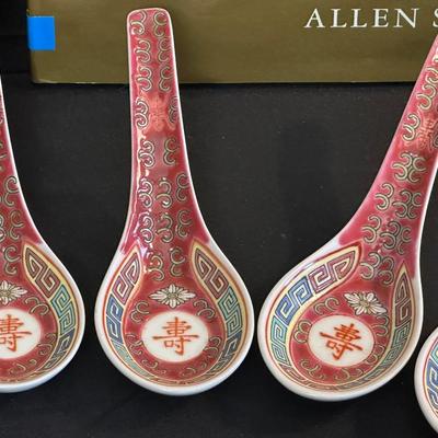 Lot of Beautiful Oriental Items including Porcelain Soup Spoons from Japan