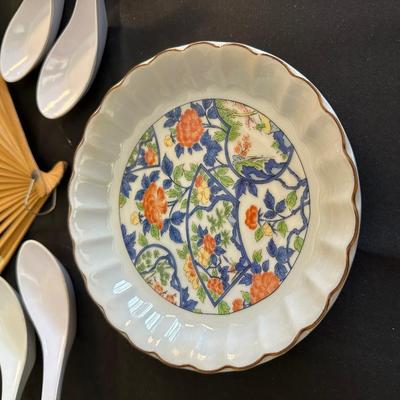 Lot of Beautiful Oriental Items including Porcelain Soup Spoons from Japan