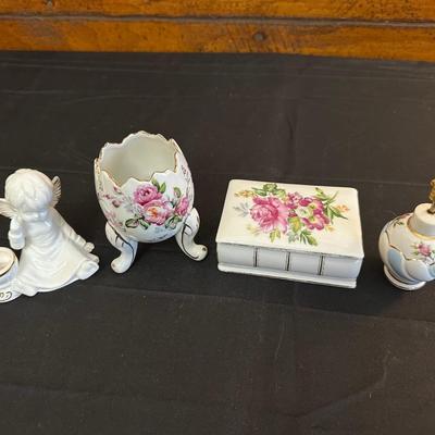 Lot of Vintage Rose Patterned Porcelain & China Trinkets