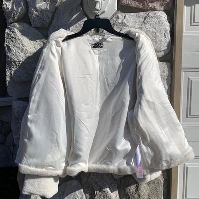 LOT 267 A: Disney White Mickey Mouse Embroidered Faux Fur Size 1 X-Large Coat