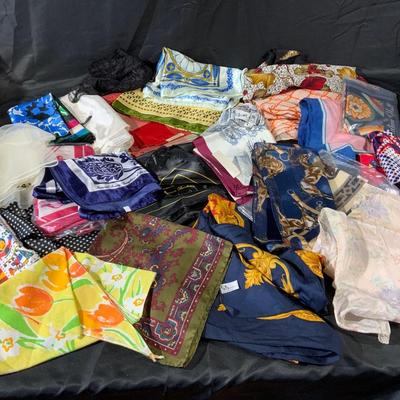 Lot of 25 Neck Scarves Including two scarves from the daughters of the American Revolution.
