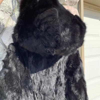 LOT 273 A: Black Rivet Size Large Rabbit Fur Zip-Up Jacket & Knoles & Carter Size Large Black Fur Hooded Coat