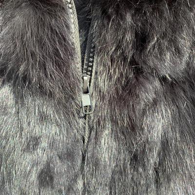 LOT 273 A: Black Rivet Size Large Rabbit Fur Zip-Up Jacket & Knoles & Carter Size Large Black Fur Hooded Coat