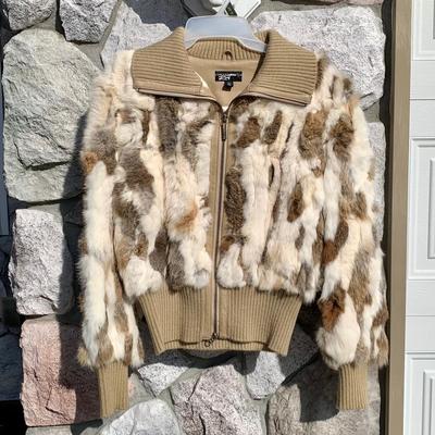 LOT 273 A: Black Rivet Size Large Rabbit Fur Zip-Up Jacket & Knoles & Carter Size Large Black Fur Hooded Coat