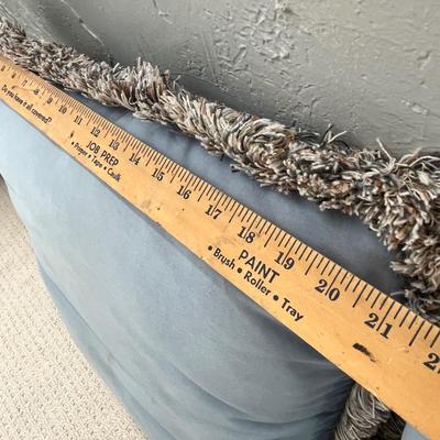 Lot 143 2 blue square throw pillows, small white pillow