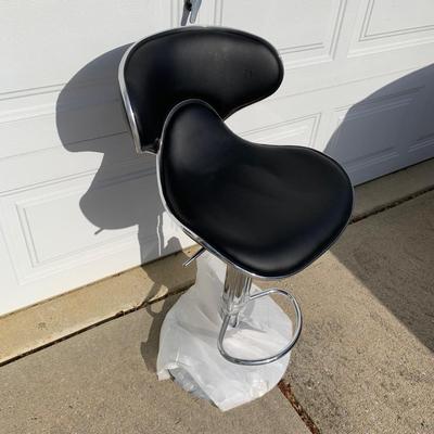 LOT 277 A: 2 Black Faux Leather Spinning Adjustable Bar Stools