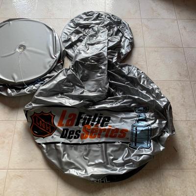 LOT 280 B: NHL Philadelphia Flyers Appreciation Collection: Signs, Pennants, & 2 1999 Inflatable "Cup Crazy" Stanley Cups