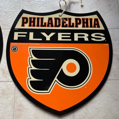 LOT 280 B: NHL Philadelphia Flyers Appreciation Collection: Signs, Pennants, & 2 1999 Inflatable "Cup Crazy" Stanley Cups