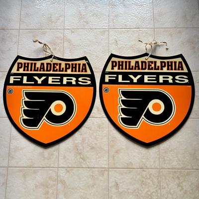 LOT 280 B: NHL Philadelphia Flyers Appreciation Collection: Signs, Pennants, & 2 1999 Inflatable "Cup Crazy" Stanley Cups