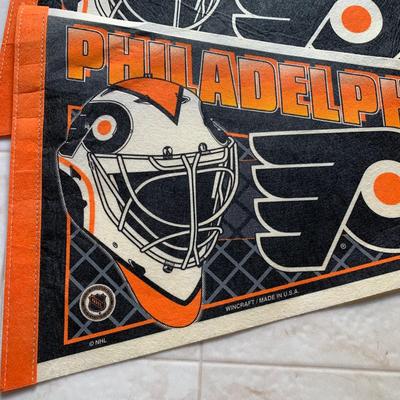 LOT 280 B: NHL Philadelphia Flyers Appreciation Collection: Signs, Pennants, & 2 1999 Inflatable "Cup Crazy" Stanley Cups