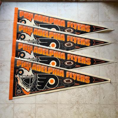 LOT 280 B: NHL Philadelphia Flyers Appreciation Collection: Signs, Pennants, & 2 1999 Inflatable "Cup Crazy" Stanley Cups