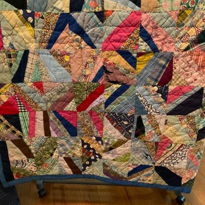 Vintage crazy quilt 54” x 76”.