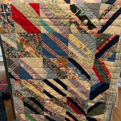 Vintage feed sack quilt 58” x 68”