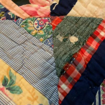 Vintage feed sack quilt 58” x 68”