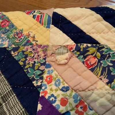 Vintage feed sack quilt 58” x 68”