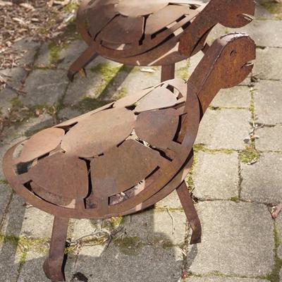 METAL TURTLE SCULPTURES 22" BY 21"