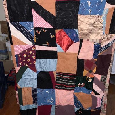 Vintage patchwork Silky quilt 62” x 84”