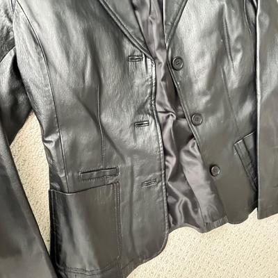 Lot 151 3 Women's black leather/pleather jackets (2 size 8, 1 XL)