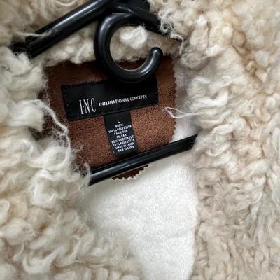 Lot 156 Brown suese coat (L), white dress coat (8), sweater coat (S)