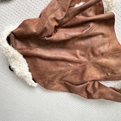 Lot 156 Brown suese coat (L), white dress coat (8), sweater coat (S)