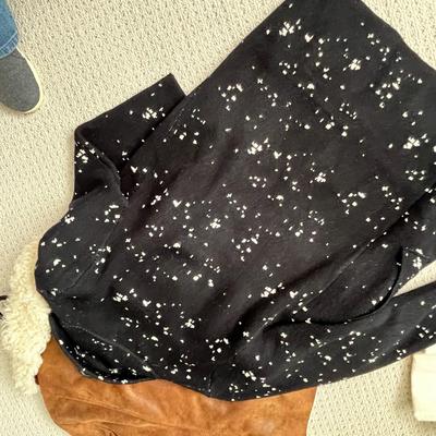 Lot 156 Brown suese coat (L), white dress coat (8), sweater coat (S)