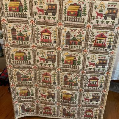 Vintage quilted lightweight blanket 67“ x 84“