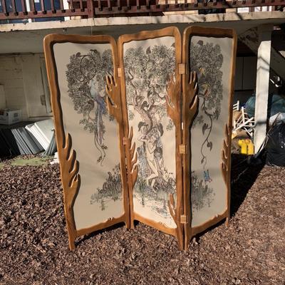 Signed and Numbered Art Nouveau Style Wooden Folding Screen (B3-DZ)