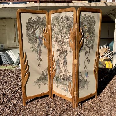 Signed and Numbered Art Nouveau Style Wooden Folding Screen (B3-DZ)