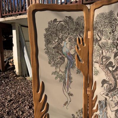Signed and Numbered Art Nouveau Style Wooden Folding Screen (B3-DZ)