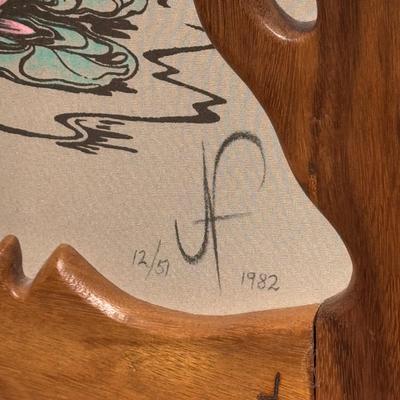 Signed and Numbered Art Nouveau Style Wooden Folding Screen (B3-DZ)