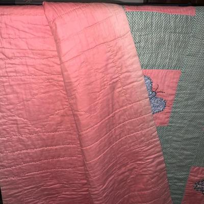 Vintage appliqué quilt 66” x 80” Butterflies