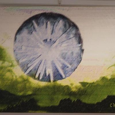 BLUE SUN OIL ON CANVAS BY CORRINE HEATH