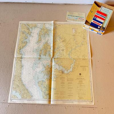 1130 Vintage Chesapeake Bay Map & Europe Maps
