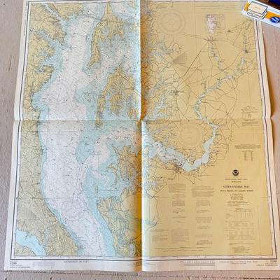 1130 Vintage Chesapeake Bay Map & Europe Maps