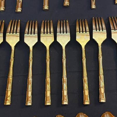 Gold Toned Bamboo Silverware Made in Japan