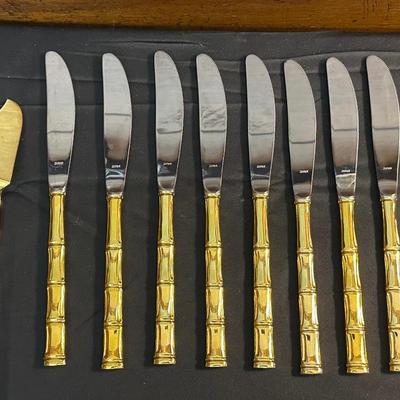 Gold Toned Bamboo Silverware Made in Japan