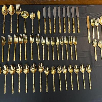 Gold Toned Bamboo Silverware Made in Japan