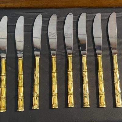Gold Toned Bamboo Silverware Made in Japan