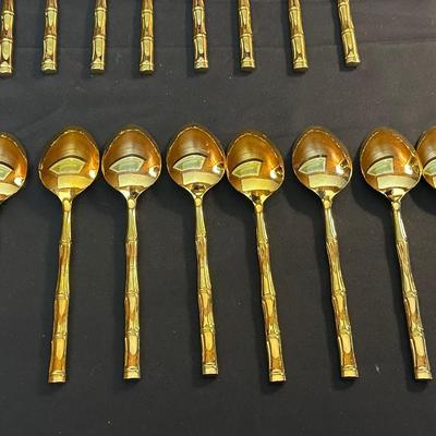Gold Toned Bamboo Silverware Made in Japan