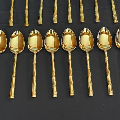 Gold Toned Bamboo Silverware Made in Japan