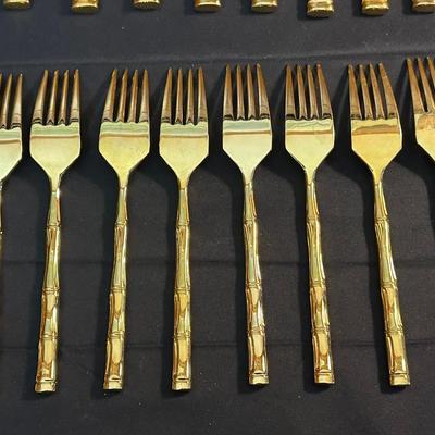 Gold Toned Bamboo Silverware Made in Japan